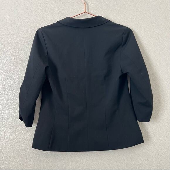 Frenchi one button blazer jacket black ruched 3/4 sleeves - Picture 4 of 6